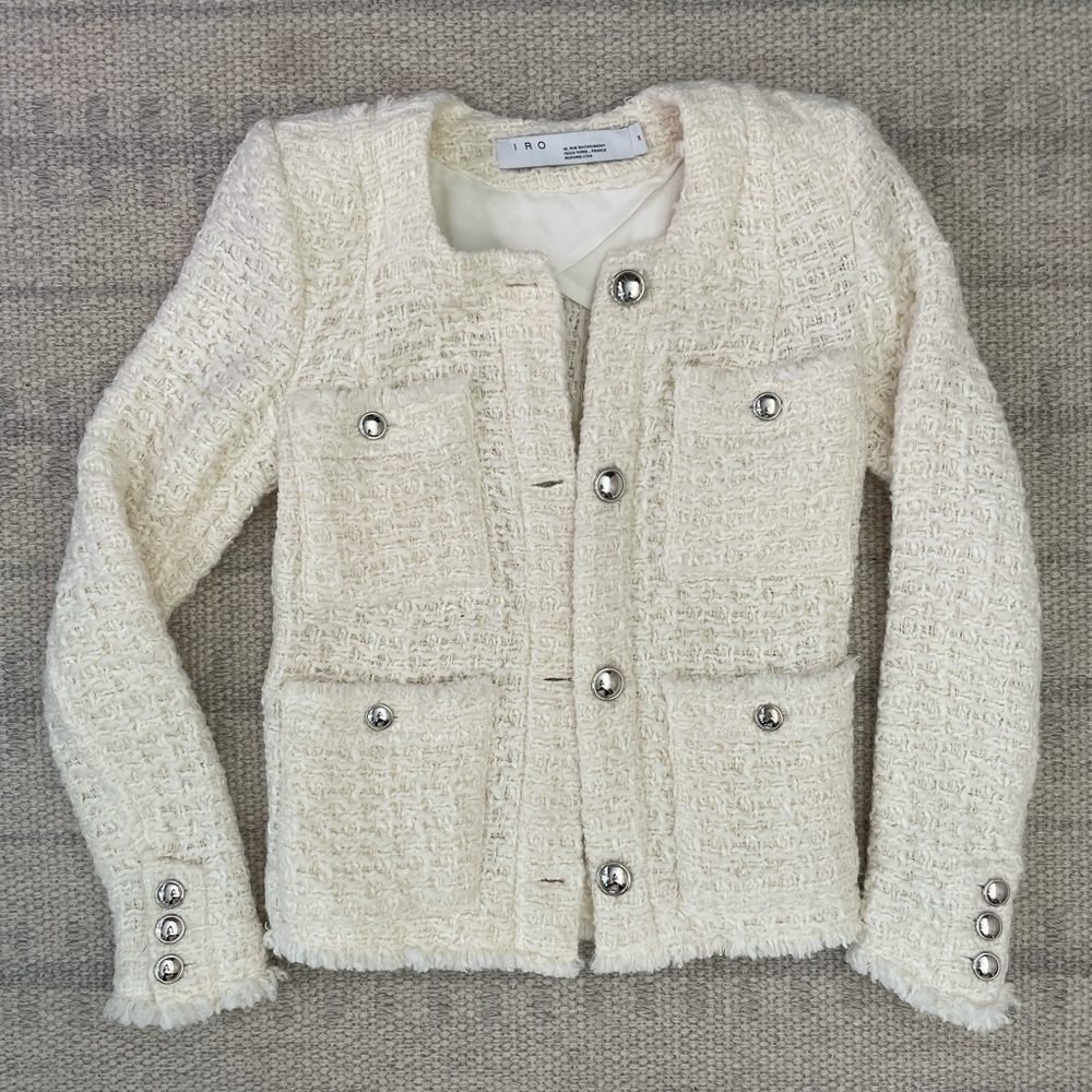IRO Paris Tetys worn once cream tweed jacket blazer 34